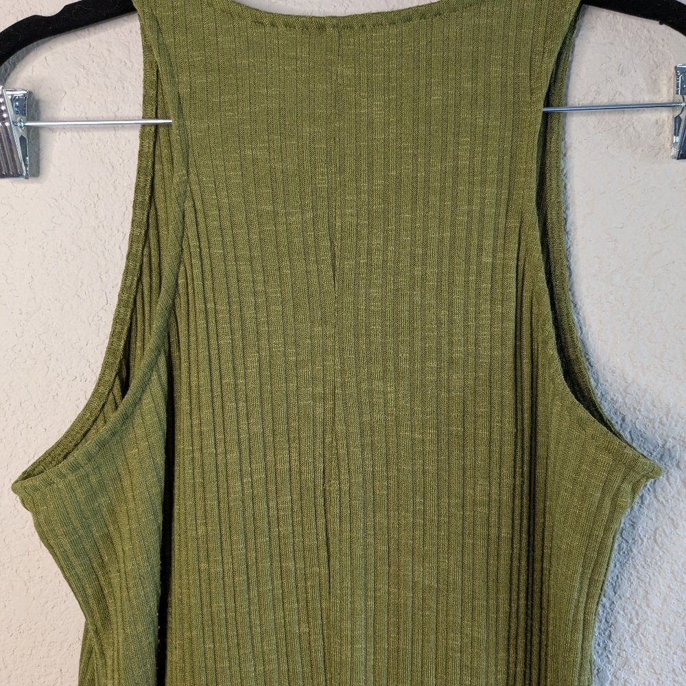 Primark Cares Olive Green Sleeveless Maxi Dresssize 8 Excellent Ribbed Knit - Picture 4 of 7